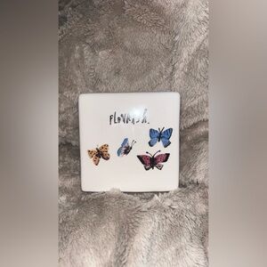 RARE Rae Dunn Butterfly Shelf sitter  - White with Multicolor Butterflies